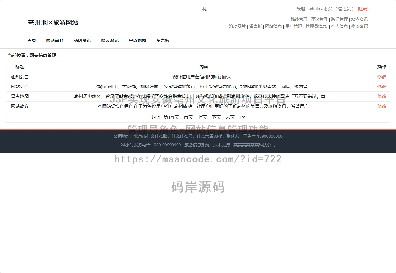管理员角色-网站信息管理