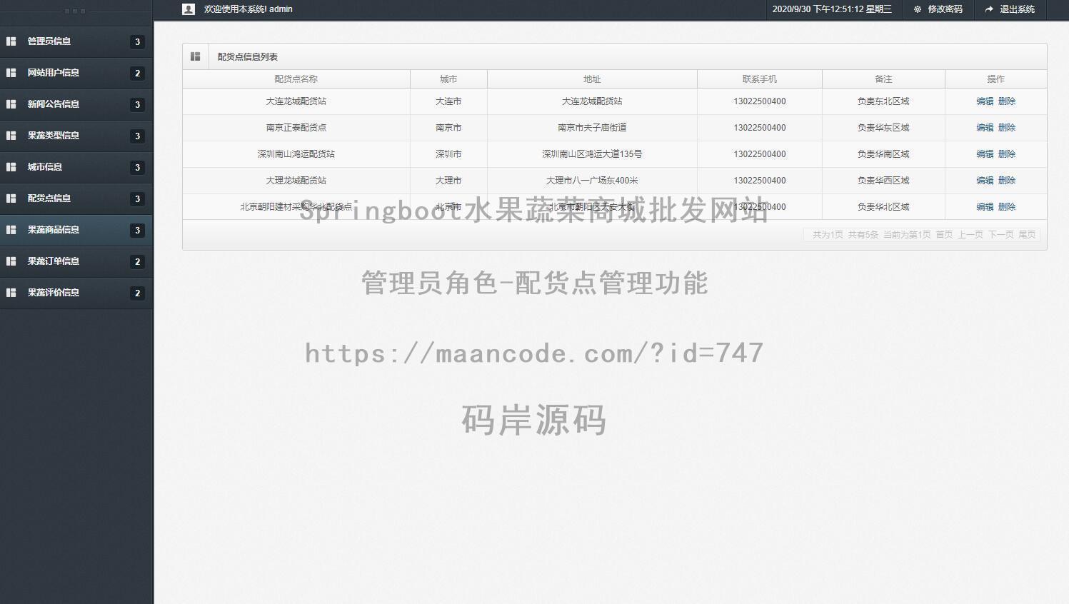 管理员角色-配货点管理