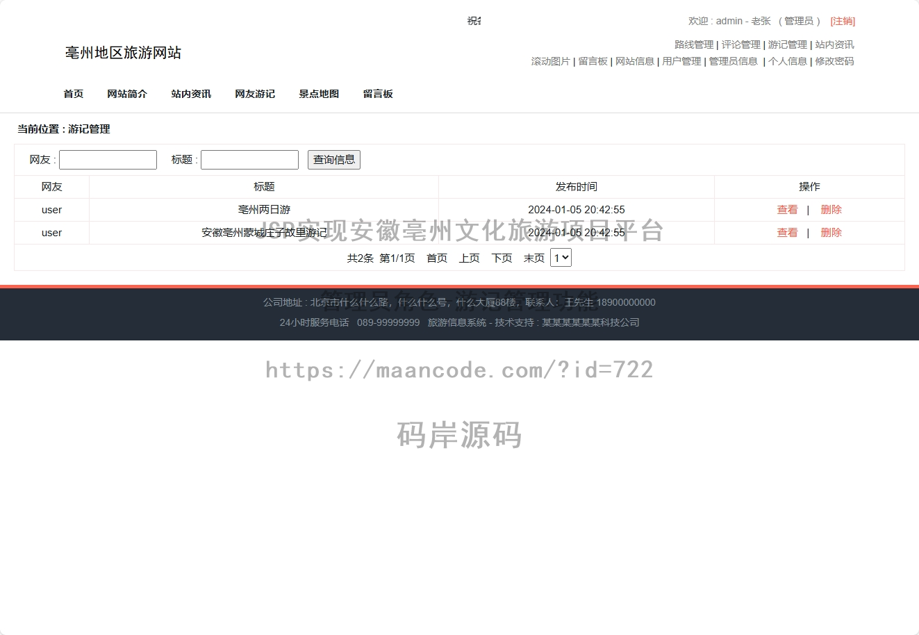 管理员角色-游记管理