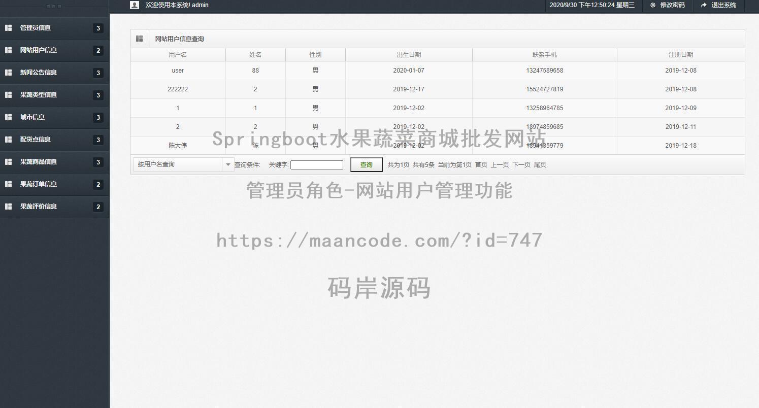 管理员角色-网站用户管理