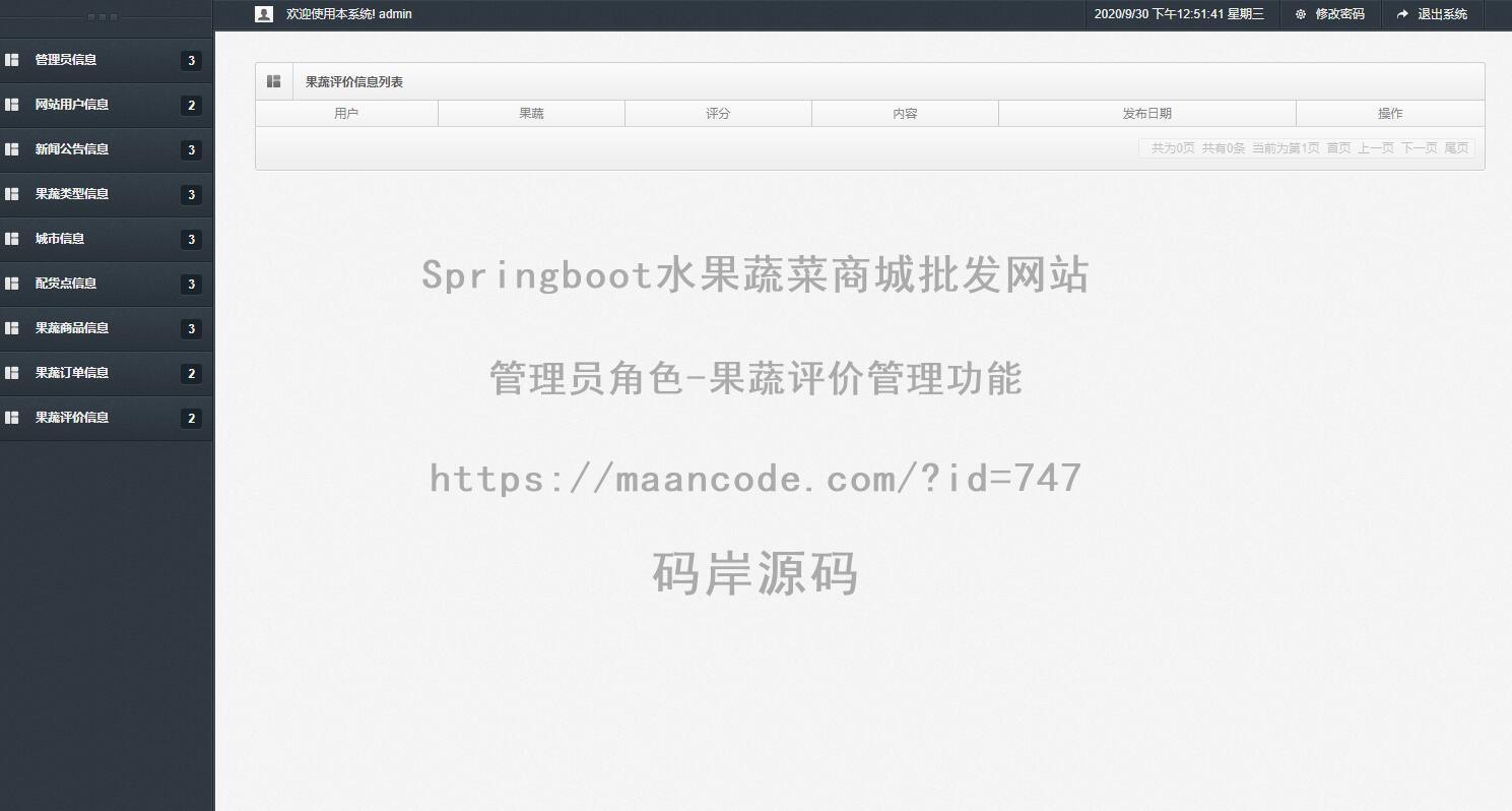 管理员角色-果蔬评价管理