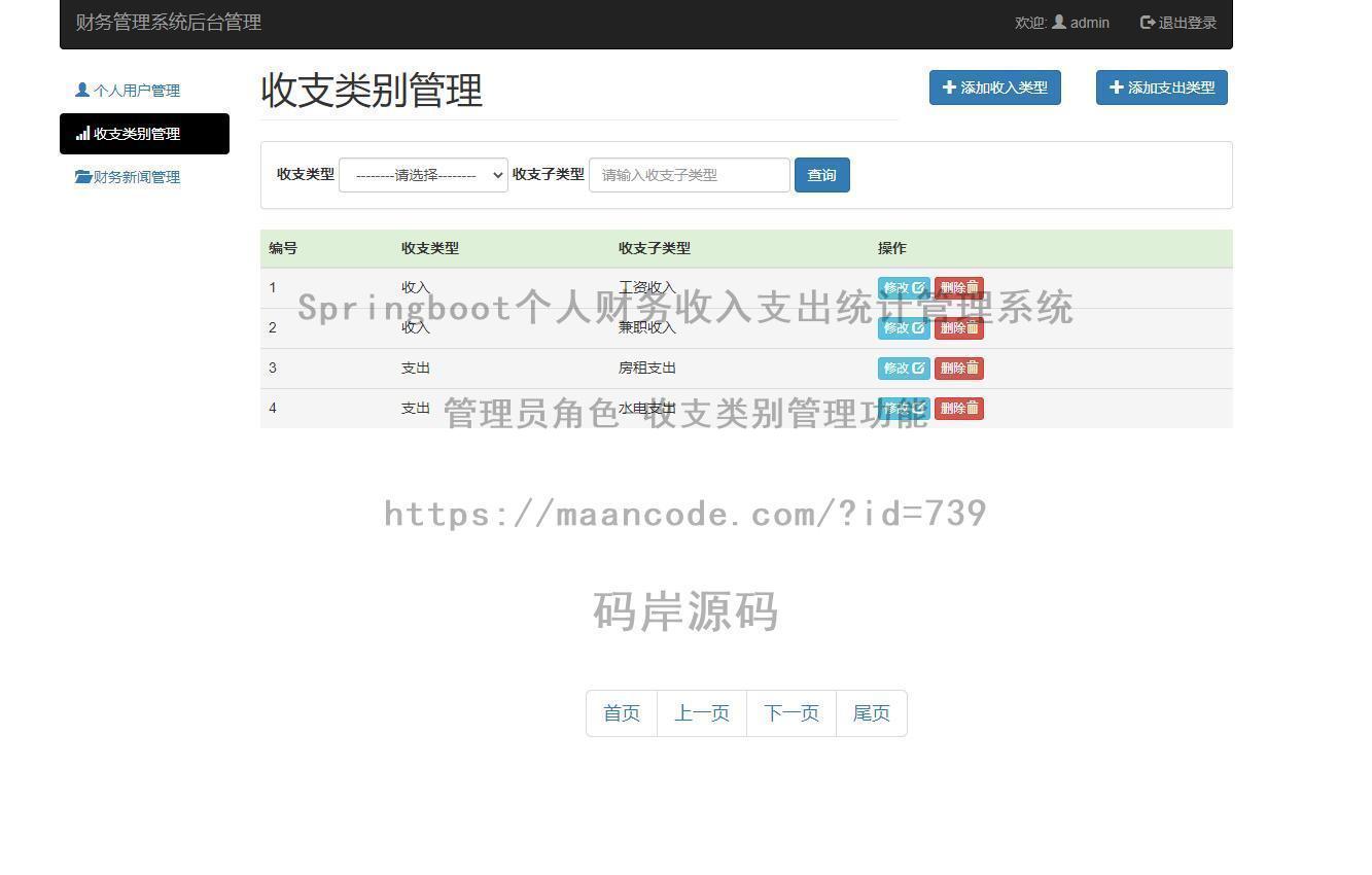 管理员角色-收支类别管理