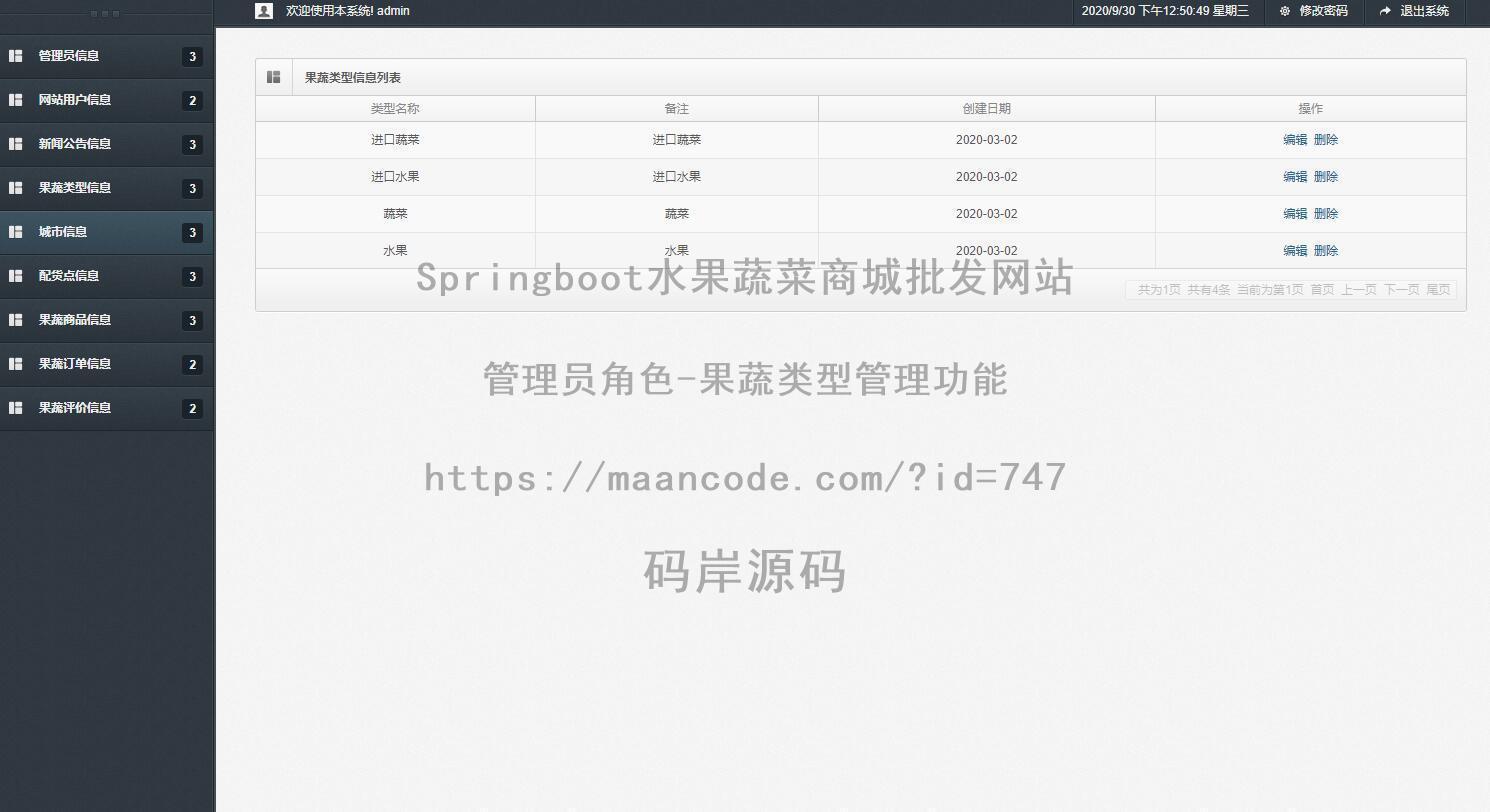 管理员角色-果蔬类型管理