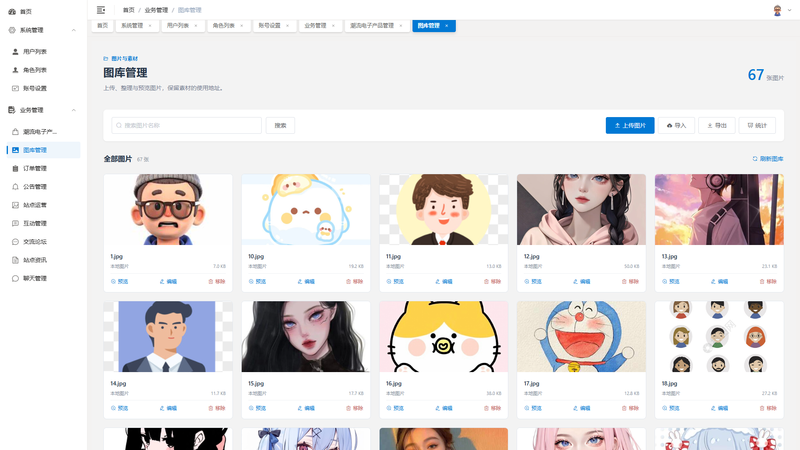 SpringBoot+Vue实现潮流电子产品商城 - 图库管理界面截图