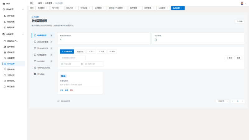 SpringBoot+Vue实现潮流电子产品商城 - 站点运营界面截图
