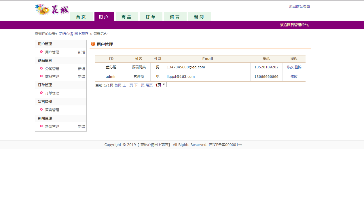 基于JSP+Servlet的鲜花在线销售与库存管理系统 - 用户增删改查.png界面截图