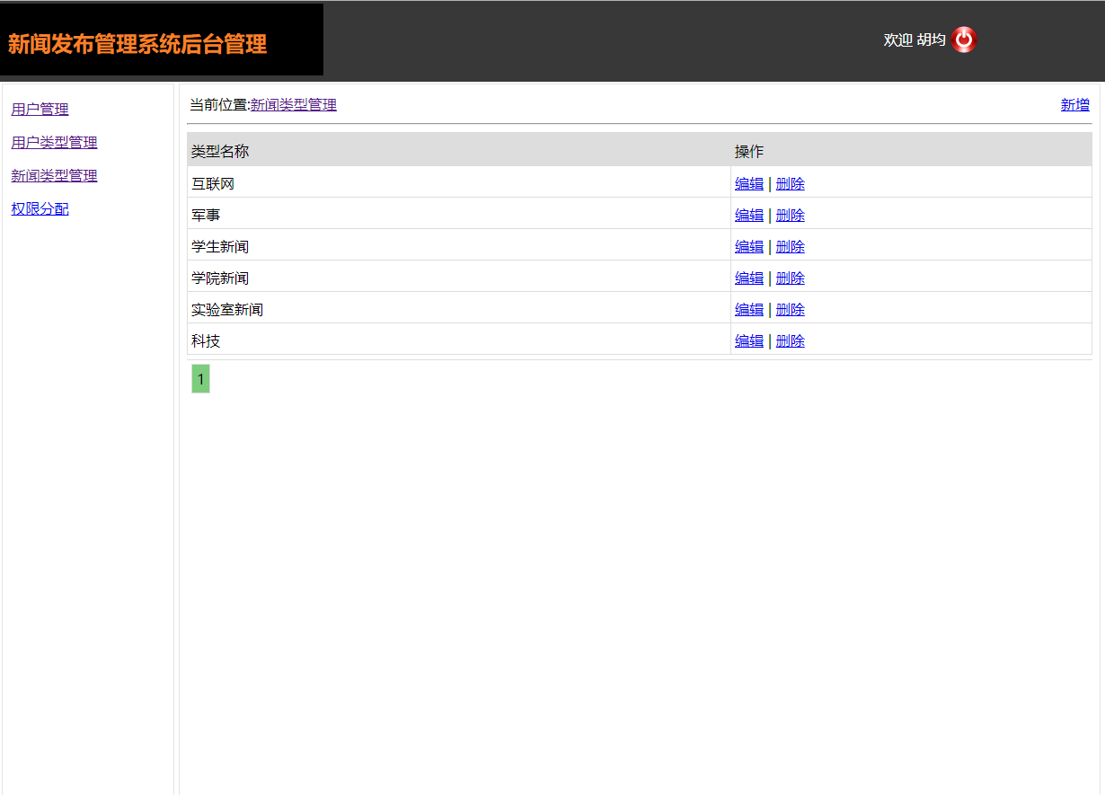 基于JSP+Servlet的新闻发布与管理系统 - 新闻类型管理.png界面截图