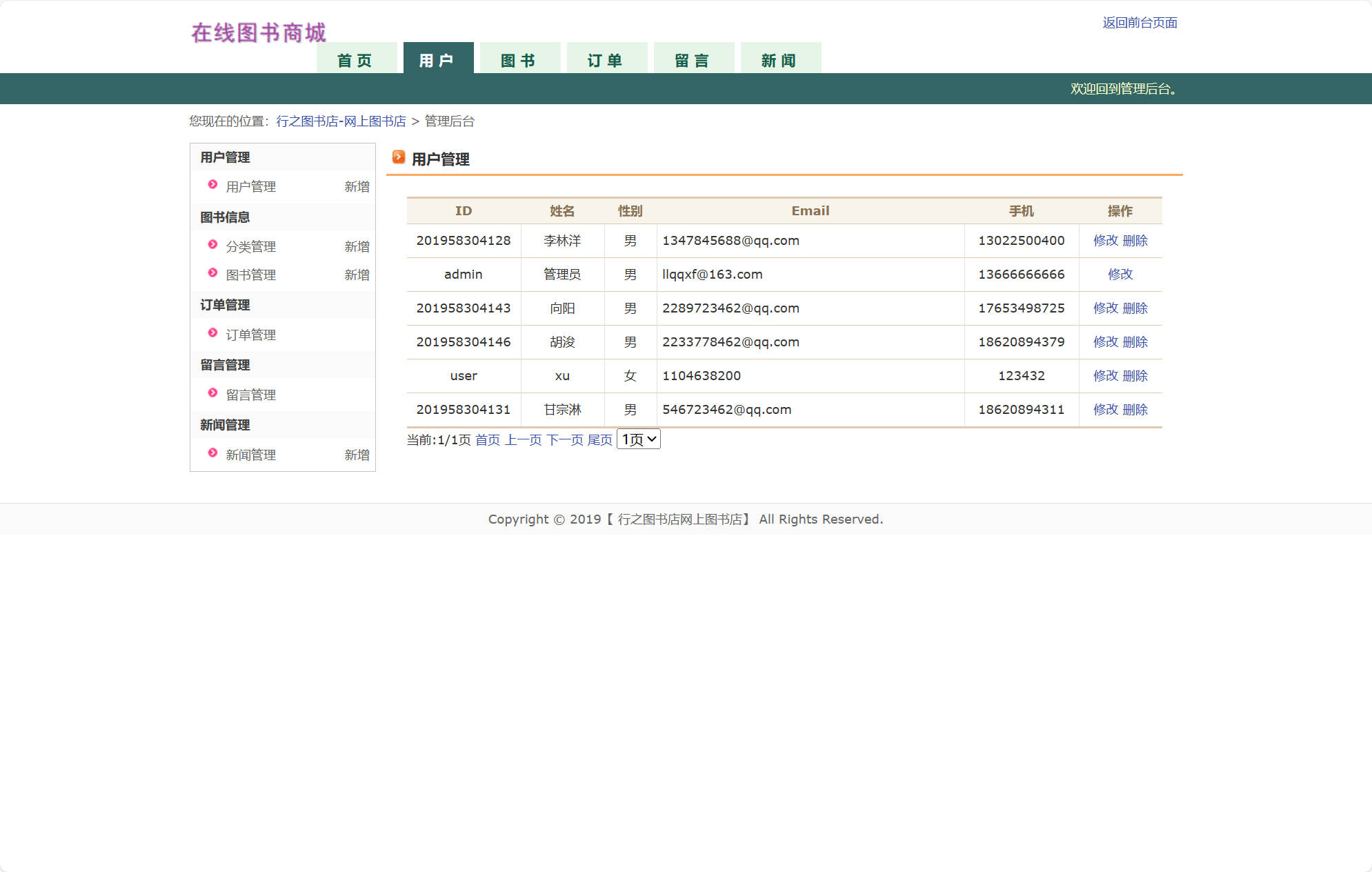 基于JSP+Servlet的在线图书商城系统 - 用户信息管理.jpg界面截图