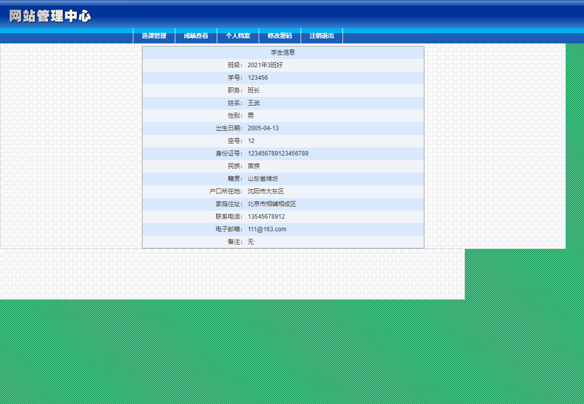 基于JSP+Servlet的在线学生选课管理系统 - 查看个人档案.png界面截图
