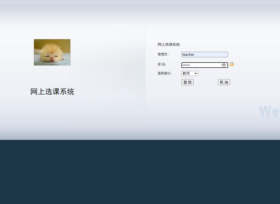 基于JSP+Servlet的在线学生选课管理系统 - 教师登录.png界面截图