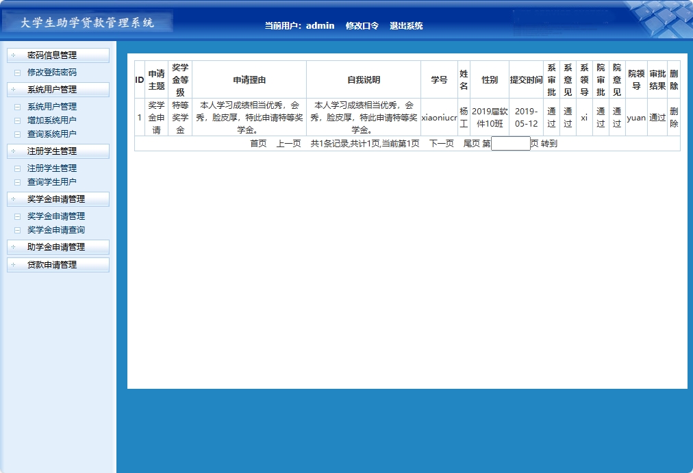 基于JSP+Servlet的助学贷款申报审核平台 - 奖学金申请管理.png界面截图