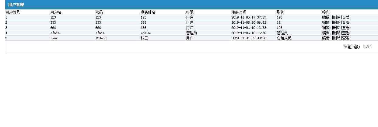 基于JSP+Servlet的中小型超市库存管理系统 - 用户管理.jpg界面截图
