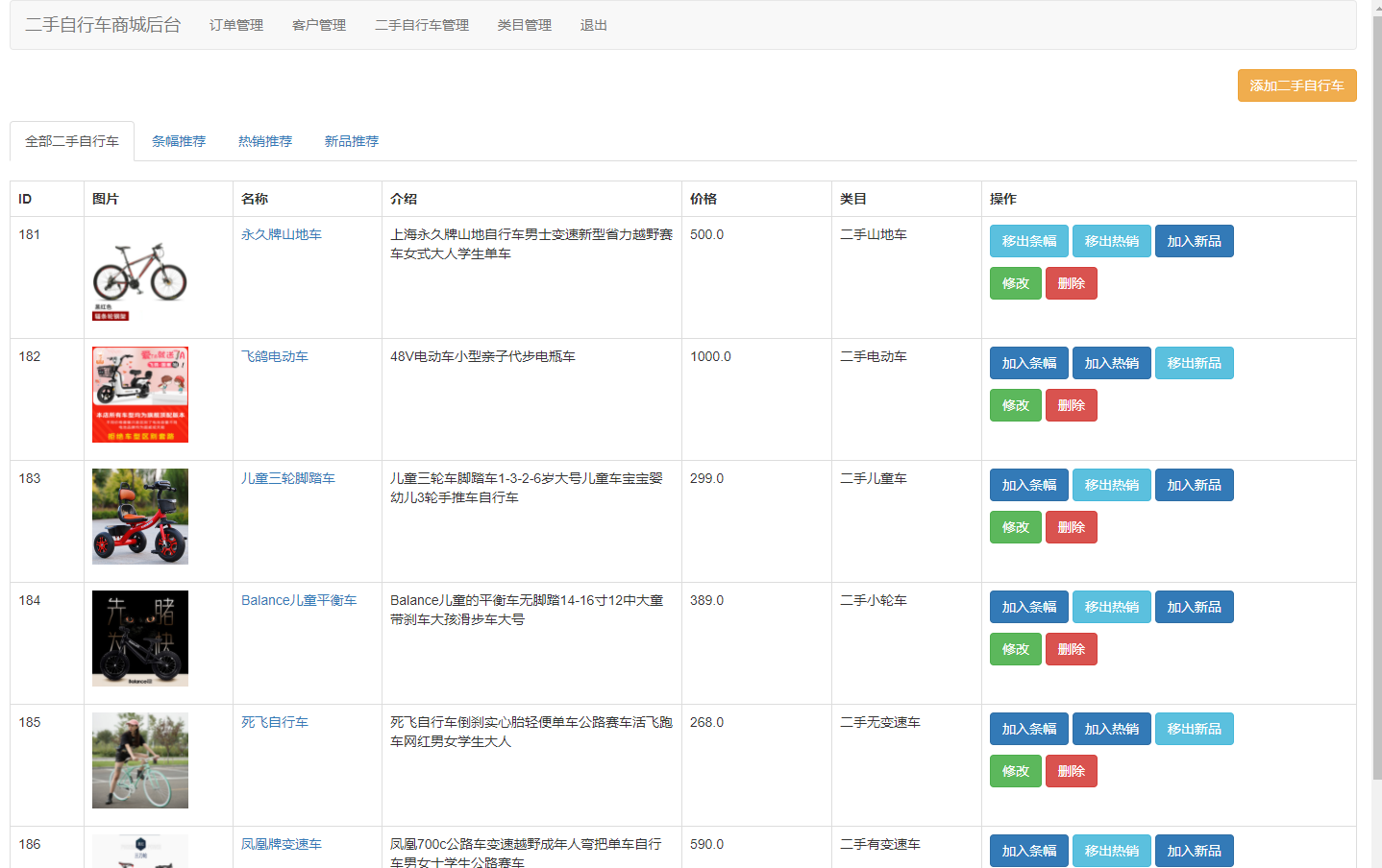 基于JSP+Servlet的二手自行车在线交易平台 - 项目主图界面截图预览