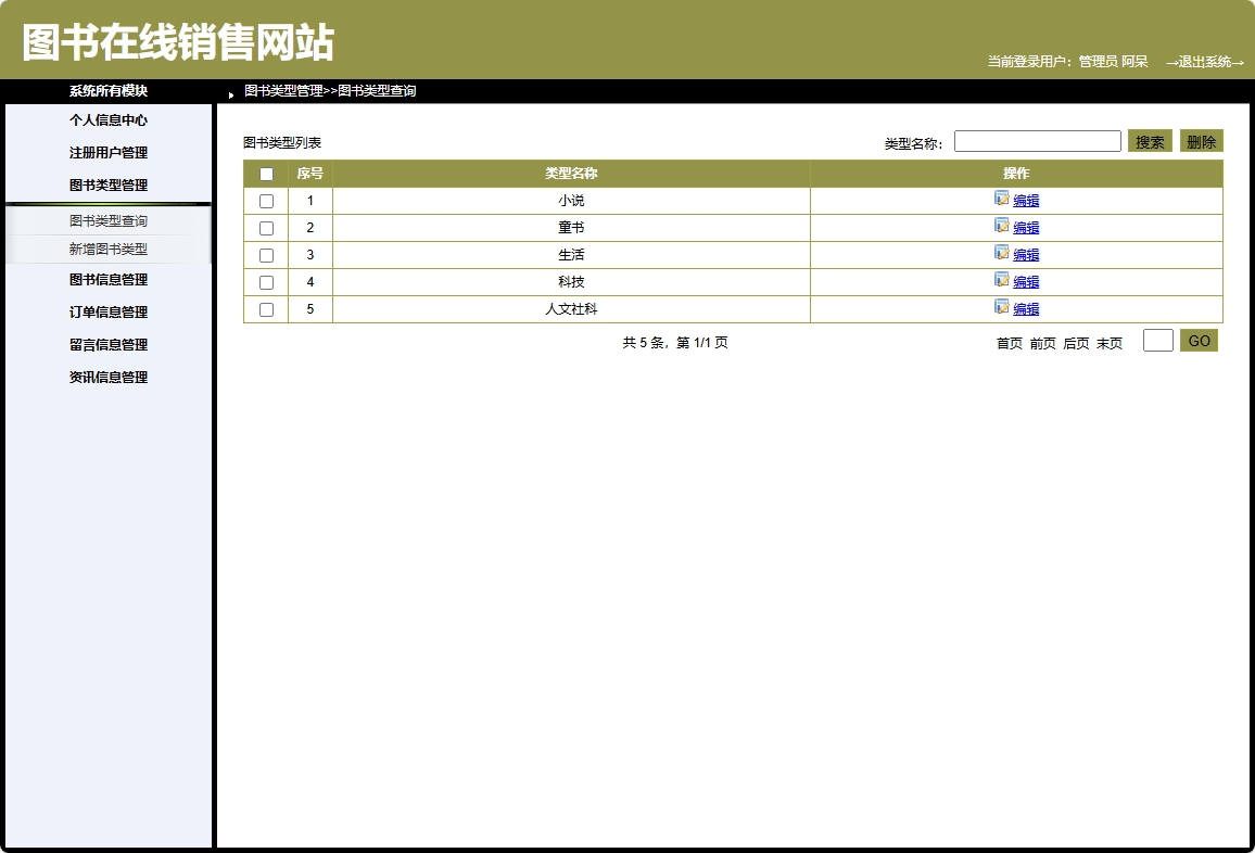 基于SpringBoot的图书销售与推荐商城系统 - 图书类型管理.png界面截图