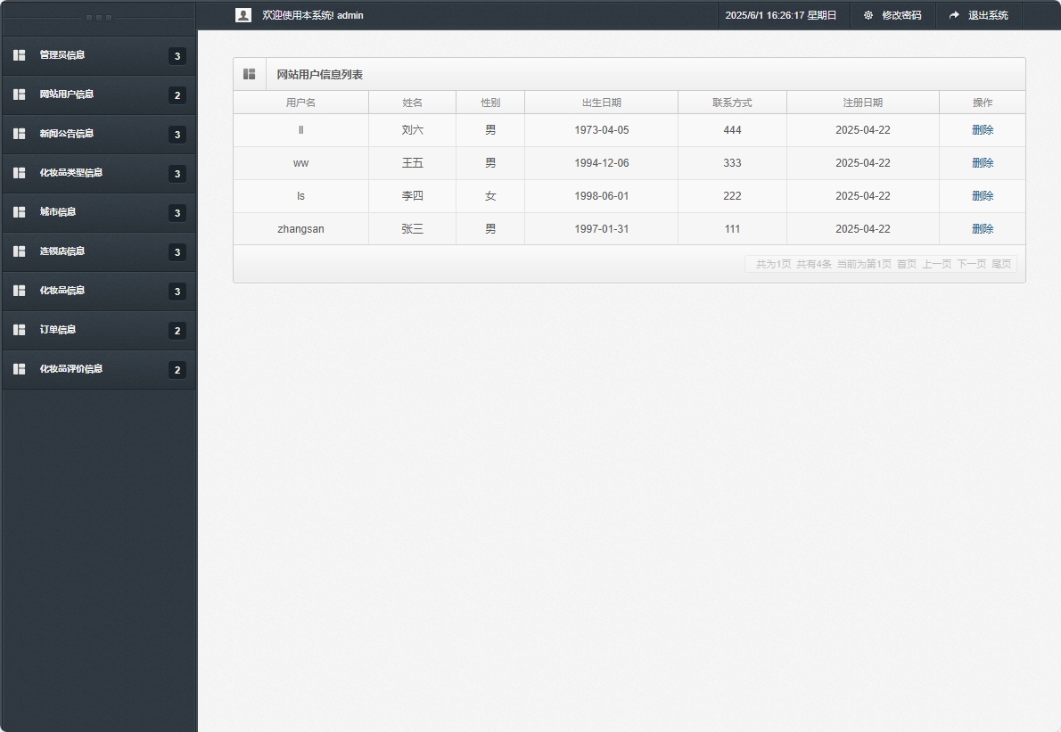 基于SpringBoot的化妆品在线销售平台 - 用户信息管理.png界面截图