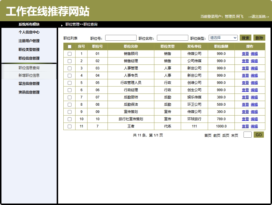 管理员职位管理