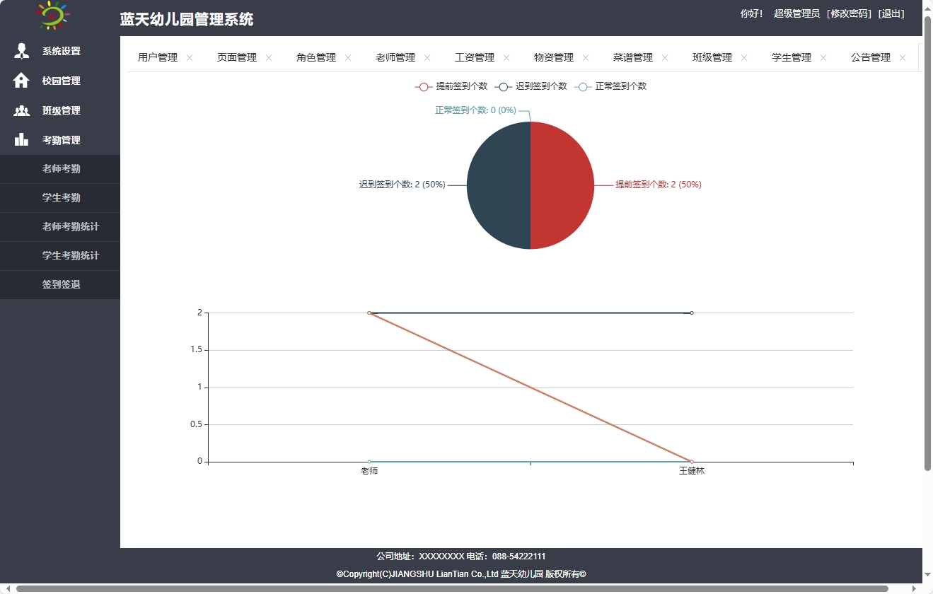 基于SpringBoot的幼儿园日常事务管理平台 - 老师考勤统计.png界面截图