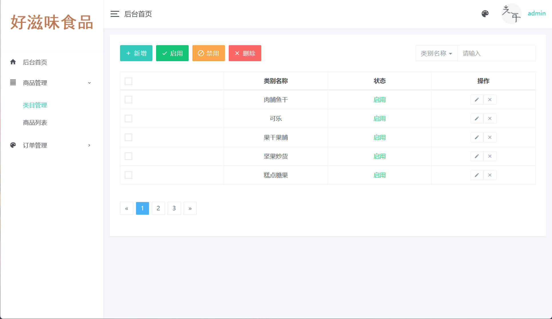 基于SpringBoot的在线零食销售管理系统 - 商品类目管理.jpg界面截图