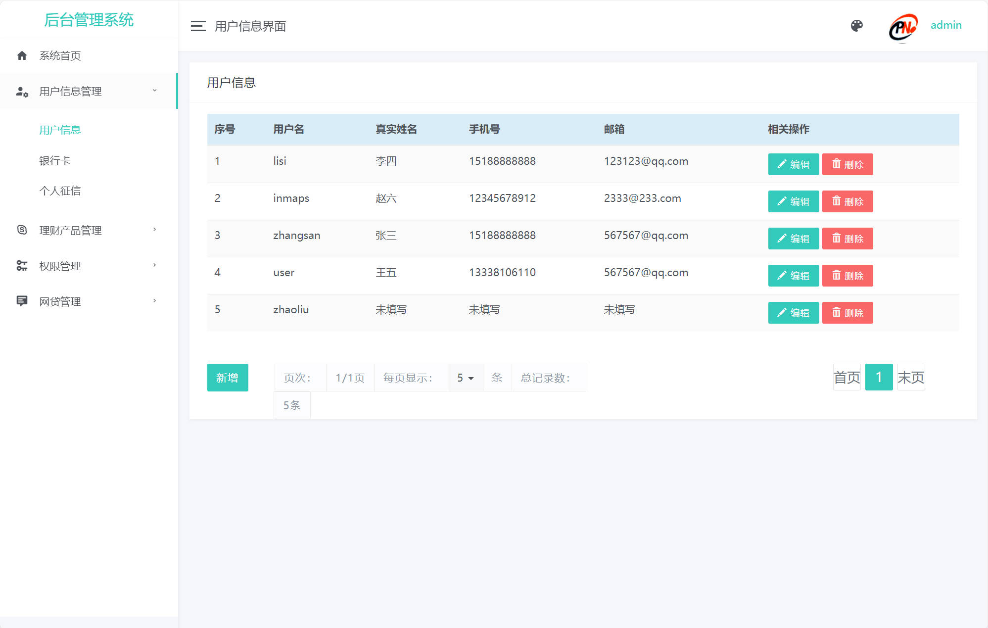 基于SpringBoot的个人理财管理系统 - 用户信息管理.jpg界面截图