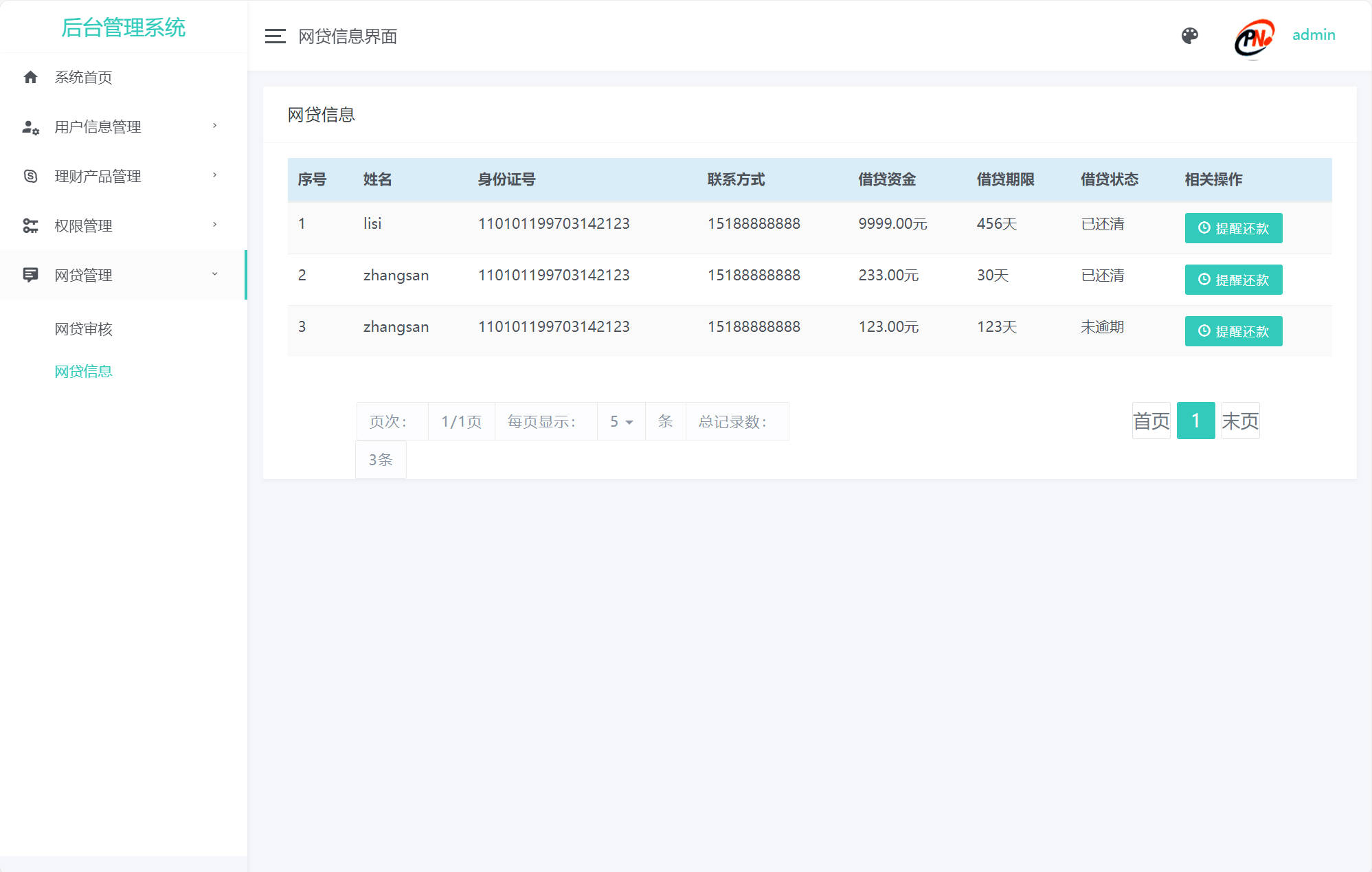 基于SpringBoot的个人理财管理系统 - 网贷信息管理.jpg界面截图
