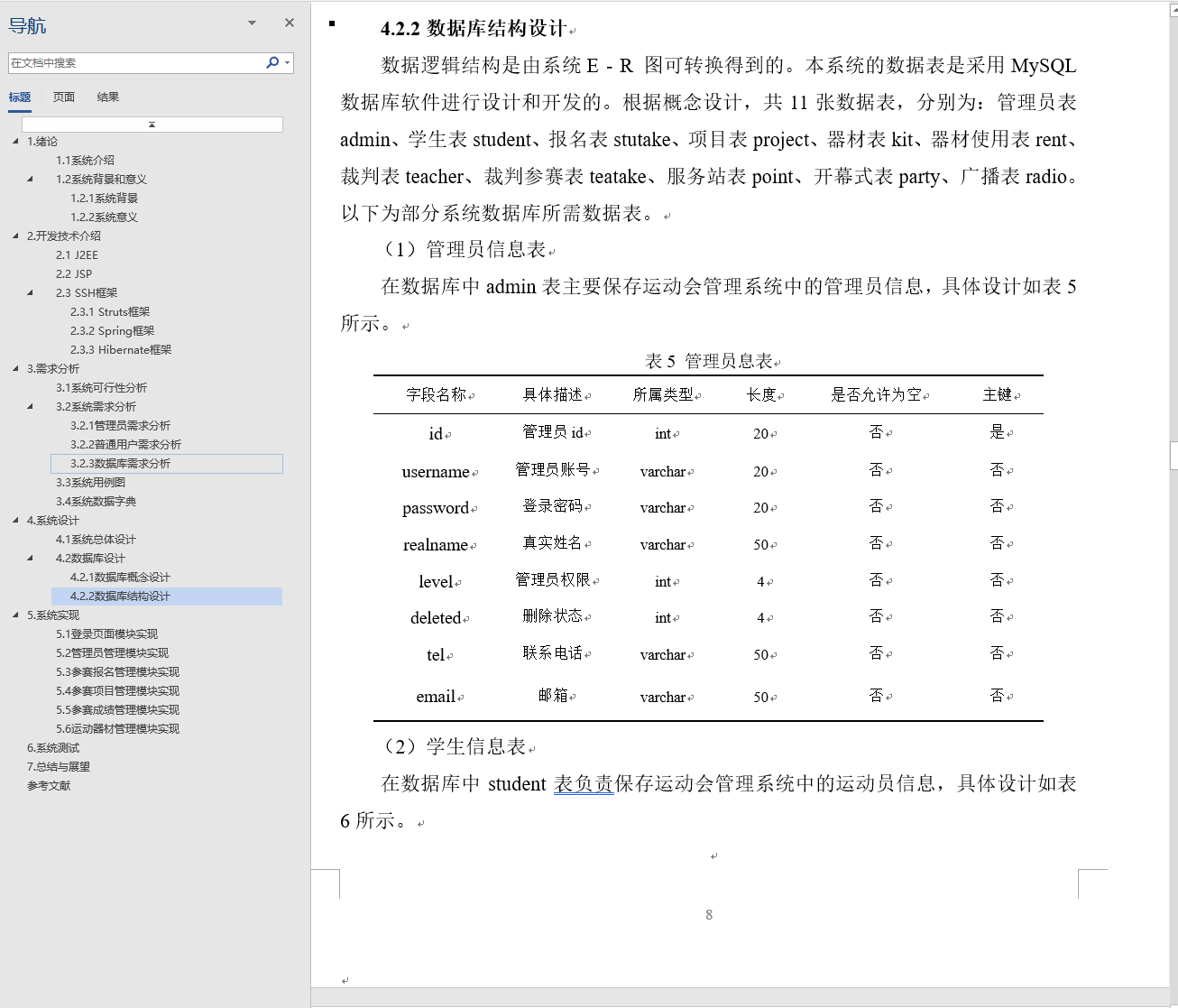 基于SSH框架的校园运动会综合管理系统 - 数据库设计.png界面截图