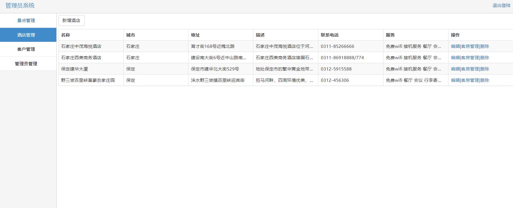 基于SSH框架的自驾游信息管理系统 - 酒店管理.jpg界面截图