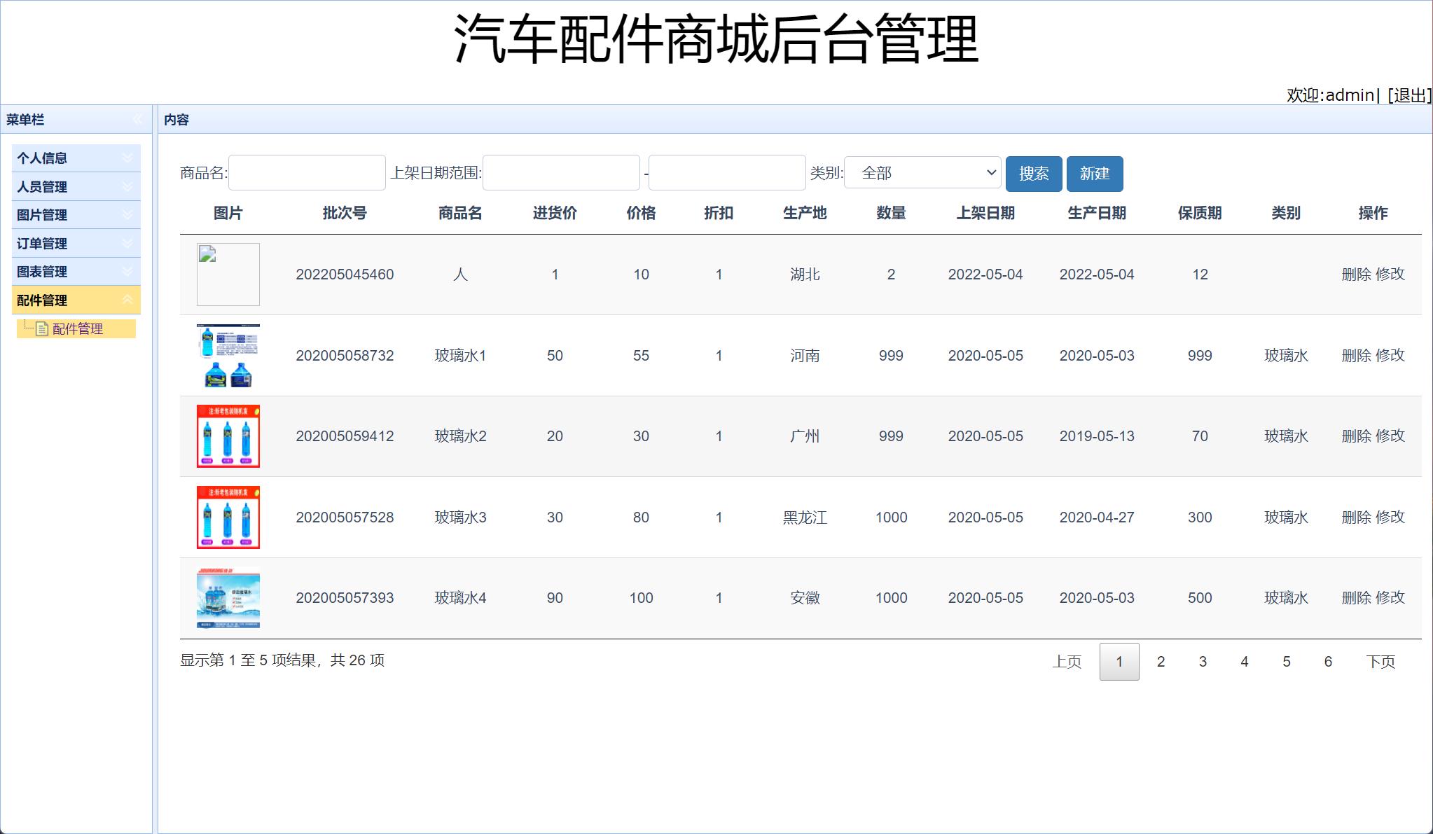 基于SSM框架的汽车配件在线商城系统 - 项目主图界面截图预览