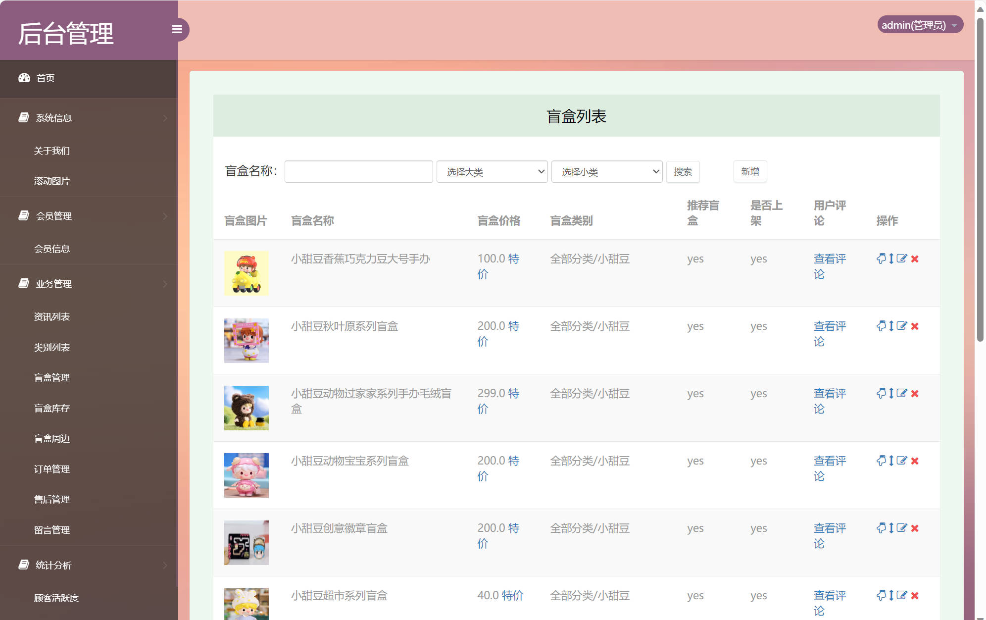 基于SSM框架的在线盲盒商城与管理系统 - 盲盒信息管理.jpg界面截图