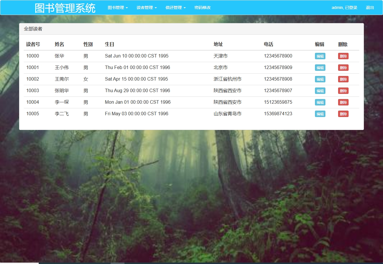 基于SSM框架的图书借阅管理系统 - 读者管理.png界面截图