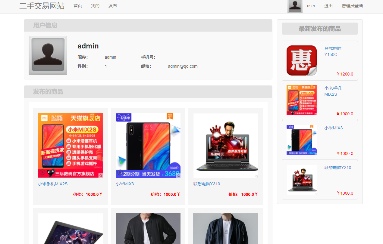 基于SSM框架的校园二手商品交易平台 - 项目主图界面截图预览