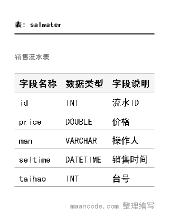 销售流水表结构