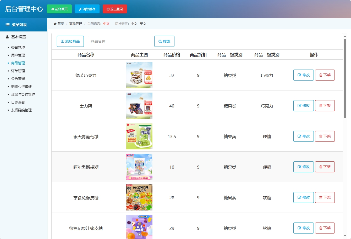 基于SSM框架与协同过滤算法的零食电商推荐系统 - 商品管理&添加.png界面截图