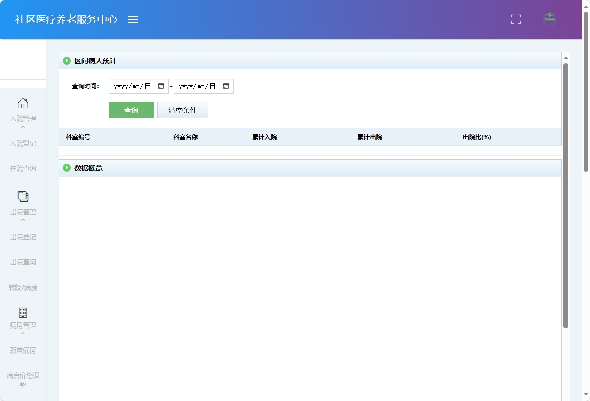 基于SSM的社区医疗健康养老服务平台 - 统计病人.png界面截图