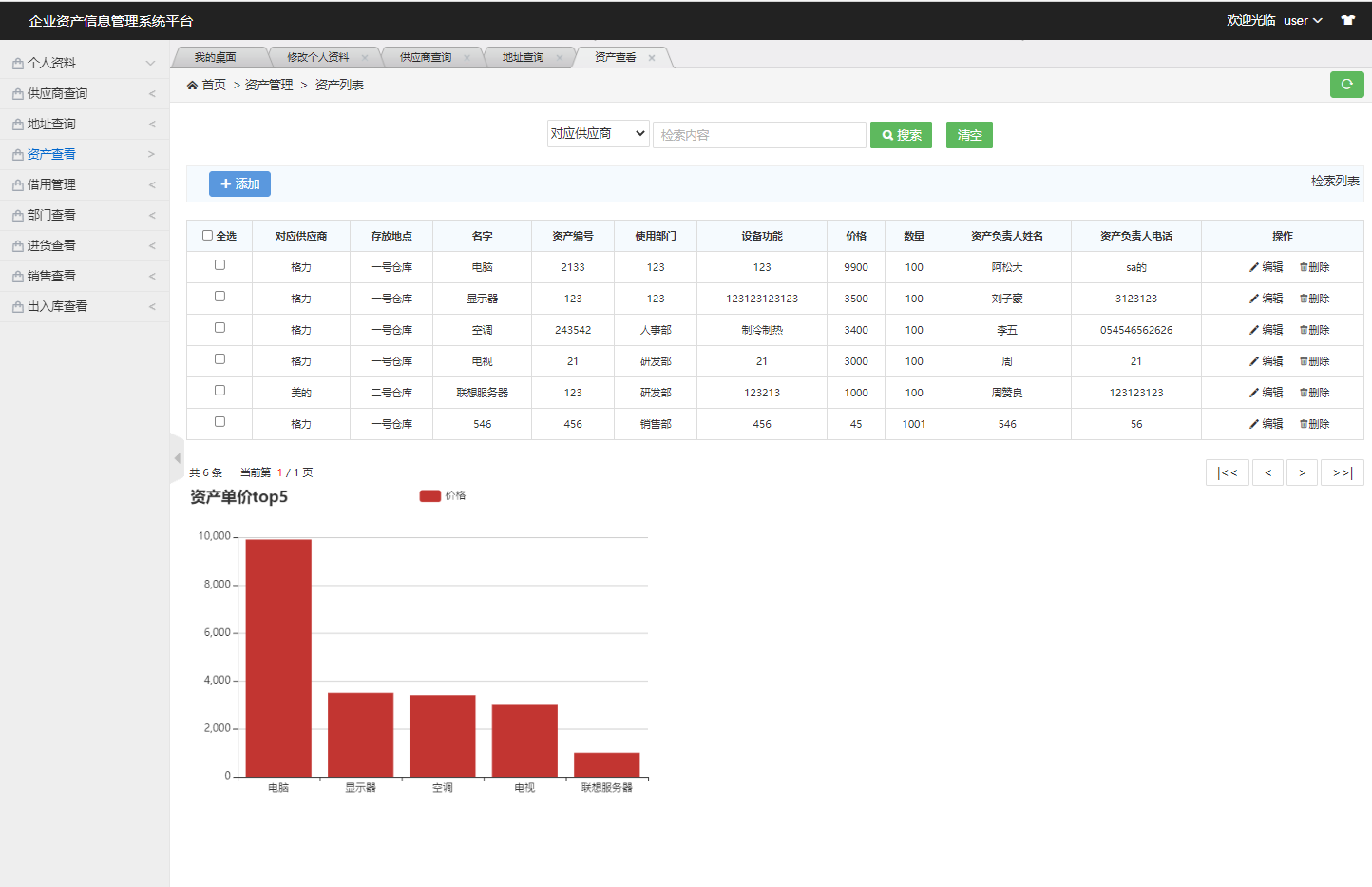 基于SSM框架的企业资产信息管理系统 - 查看资产.png界面截图