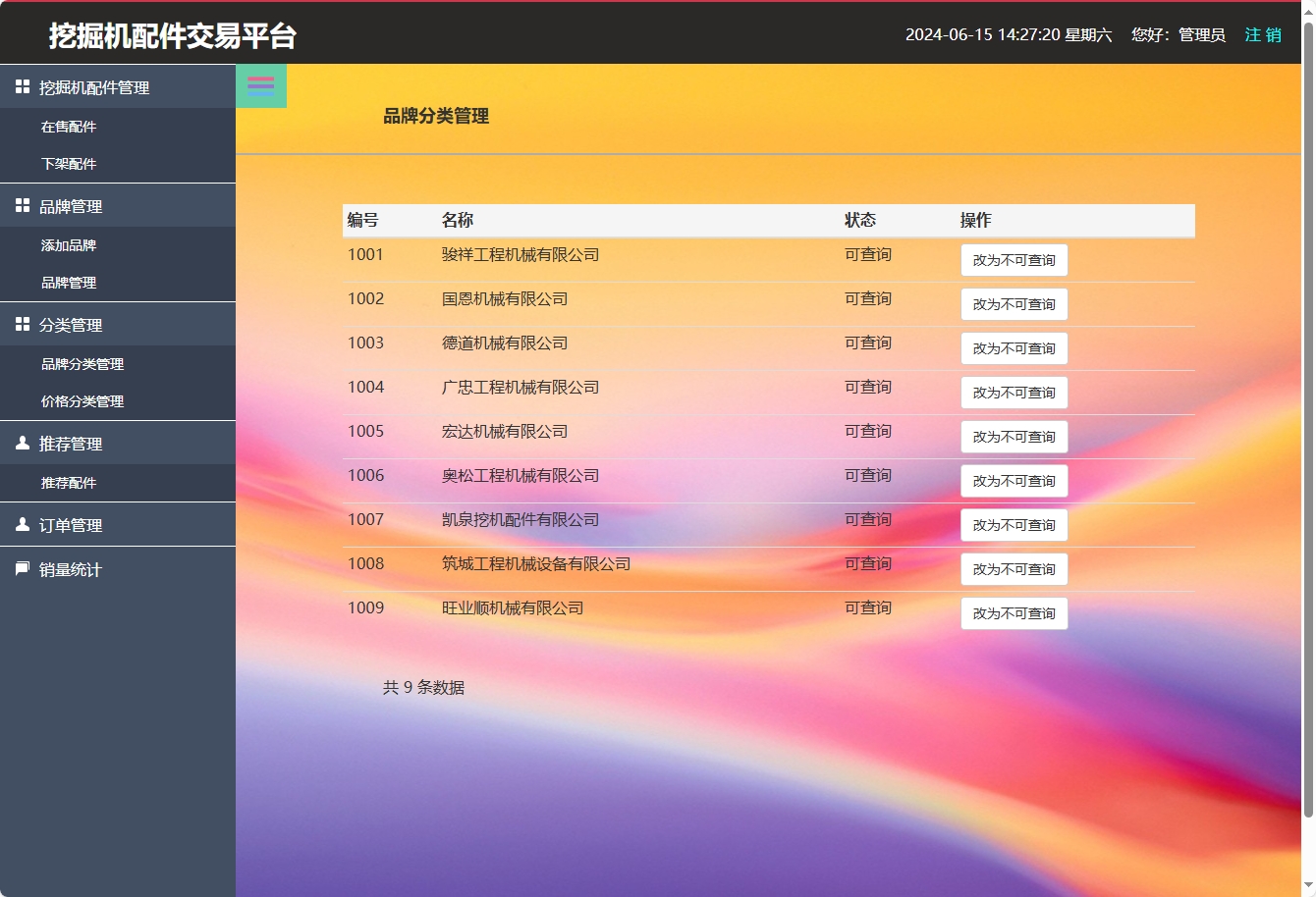 基于SSM框架的挖掘机配件在线销售与库存管理系统 - 品牌分类管理.png界面截图