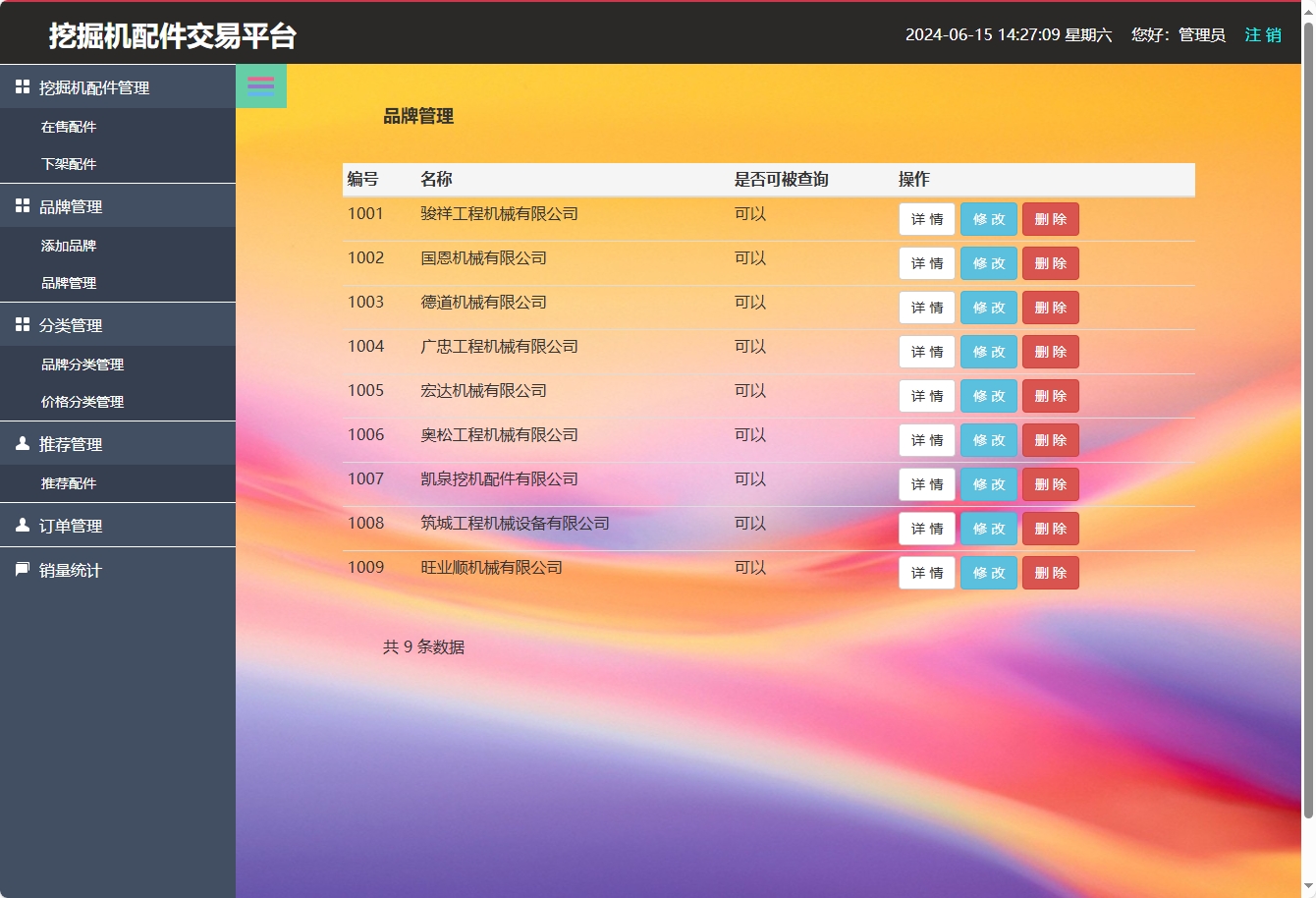 基于SSM框架的挖掘机配件在线销售与库存管理系统 - 品牌管理.png界面截图