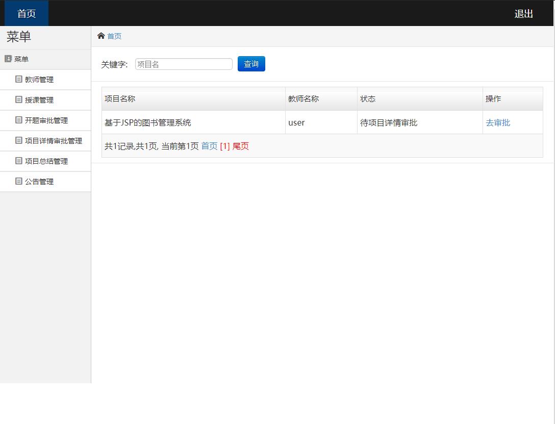 科研项目申报详情与审批界面