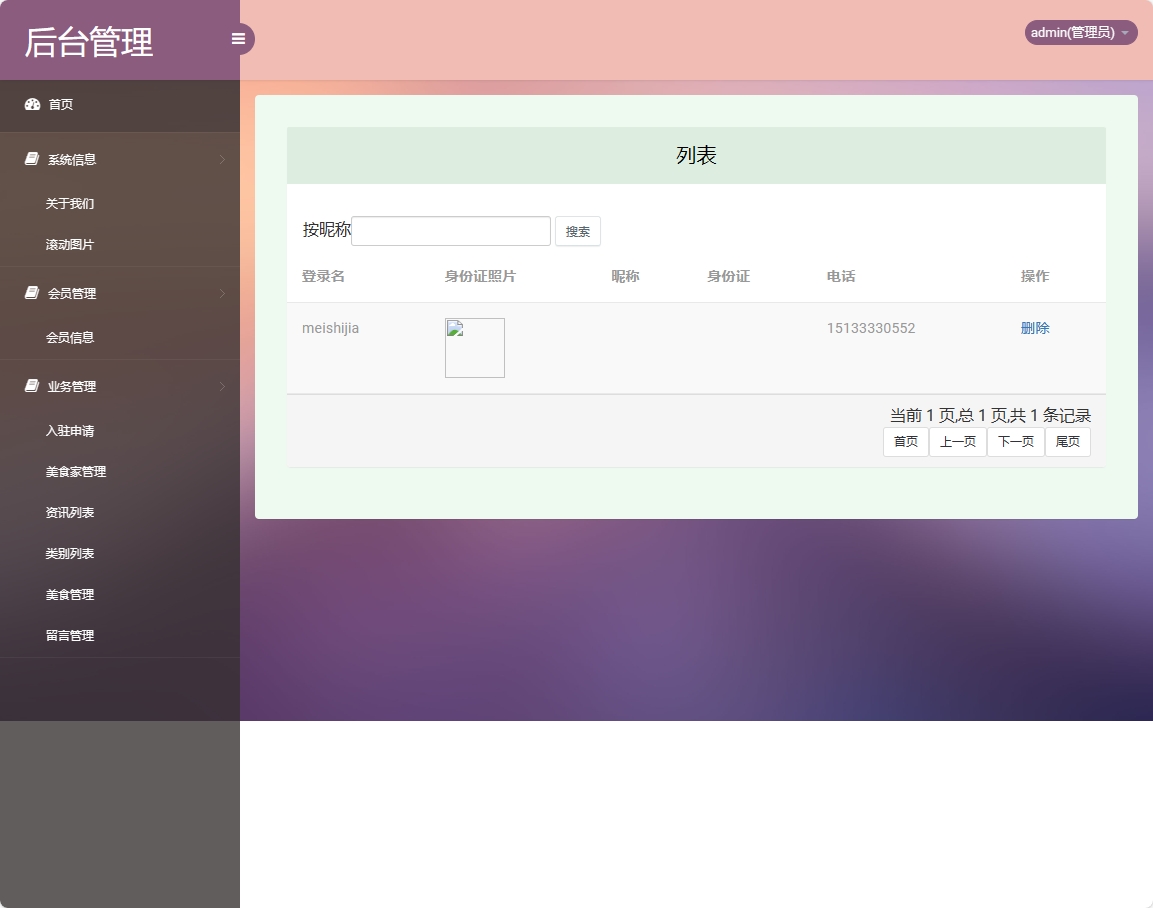 基于SSM框架的美食分享交流平台设计与实现 - 美食家信息管理.png界面截图