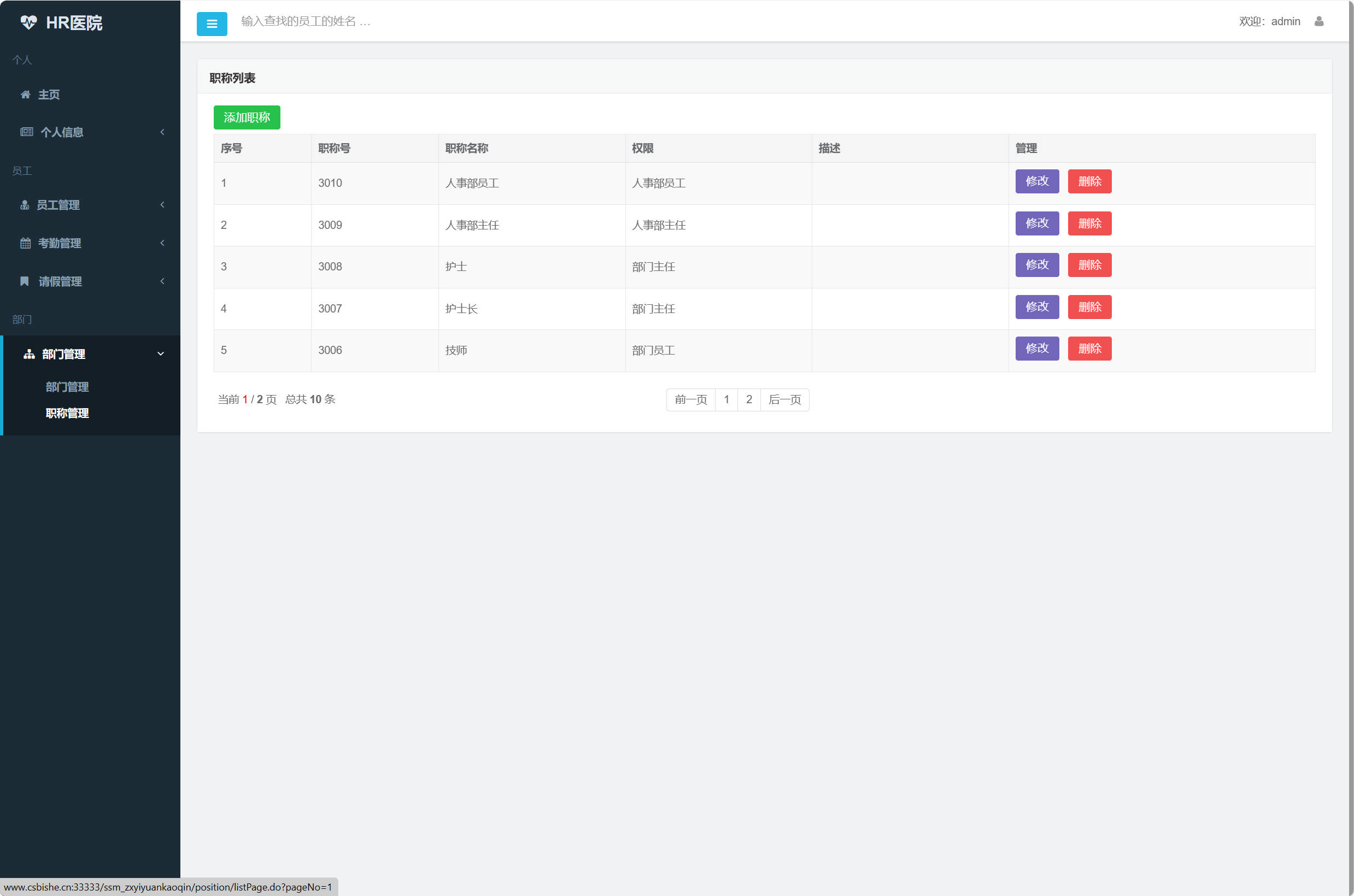 基于SSM框架的医院人事考勤管理系统 - 缩略图 2