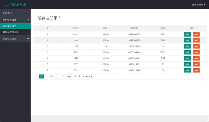 基于SSM框架的房屋在线销售管理系统 - 用户信息管理.jpg界面截图