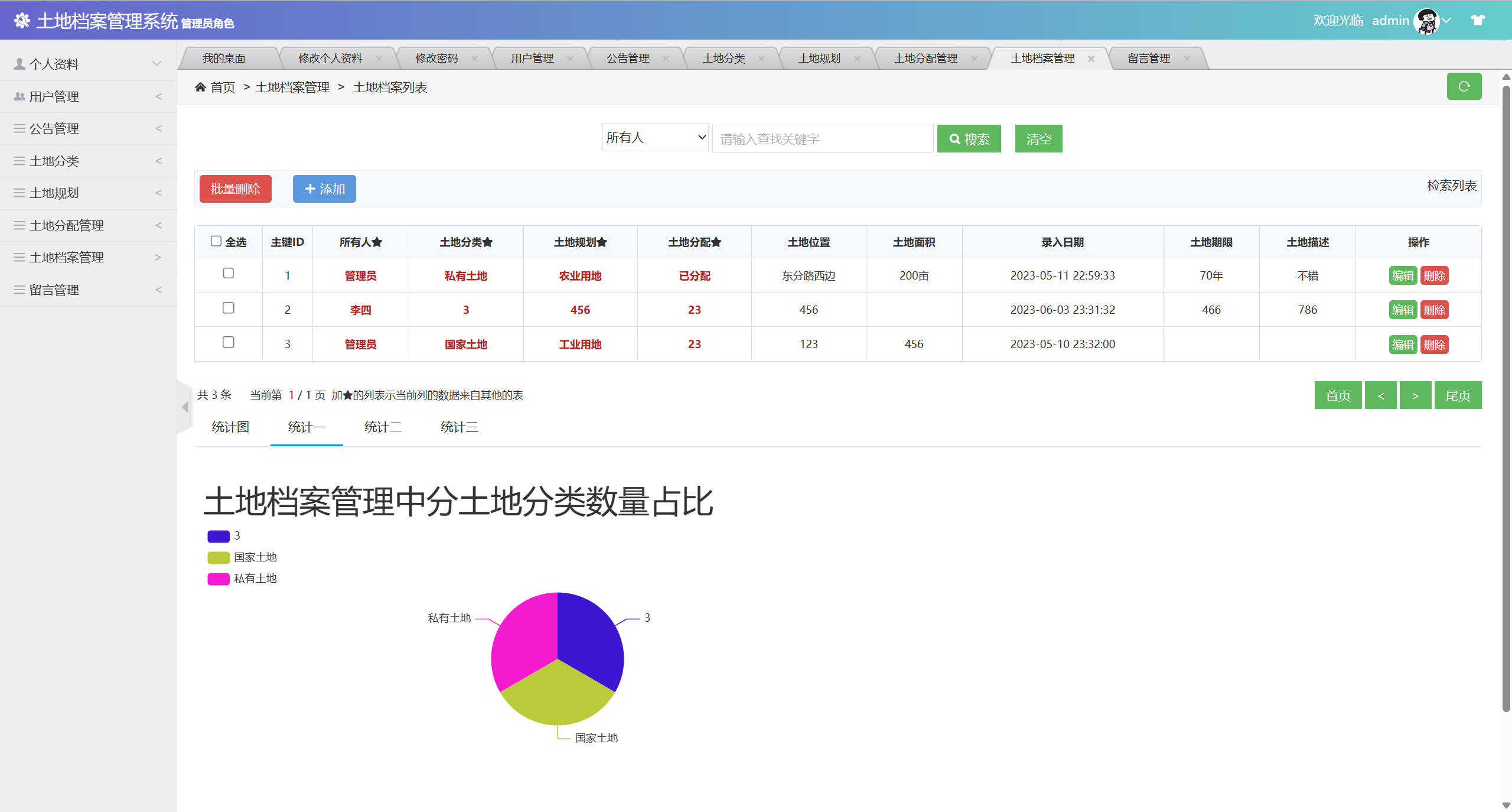 基于SSM框架的土地档案信息管理系统 - 土地档案信息管理.jpg界面截图