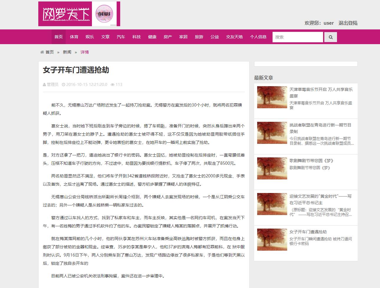 基于SSM框架的新闻资讯发布与管理系统 - 查看某一个新闻.jpg界面截图