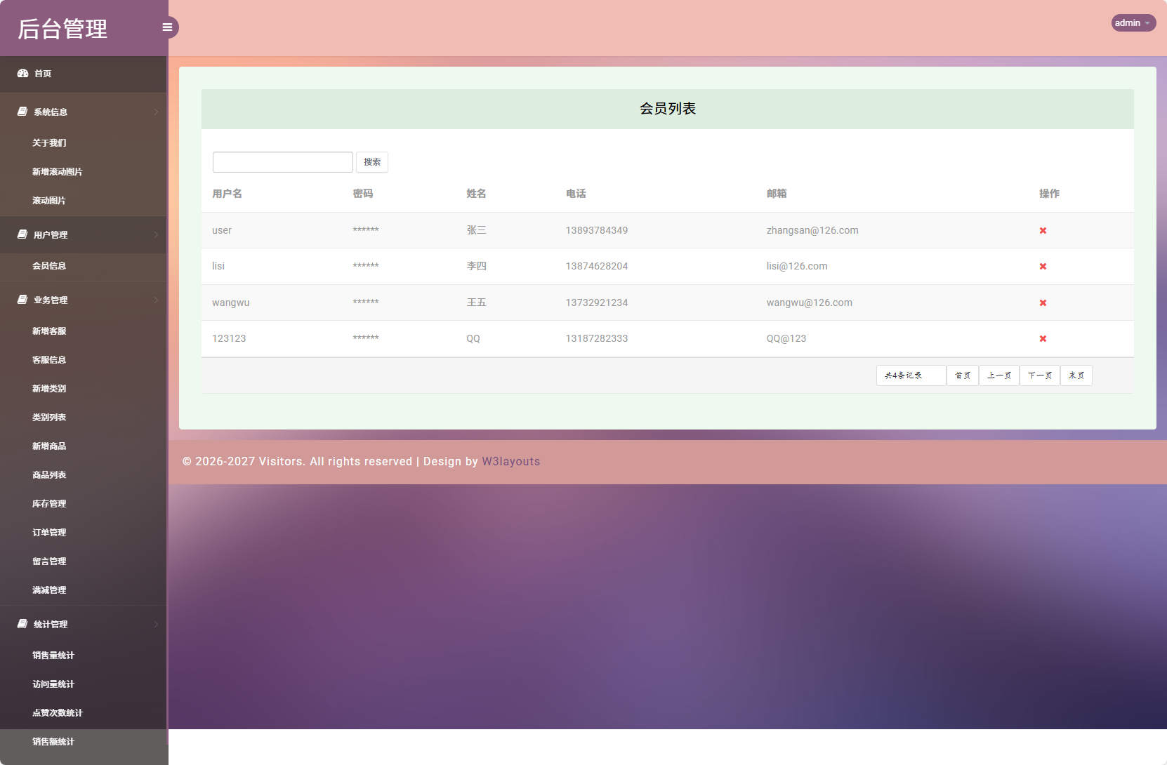 基于SSM框架的在线家电销售平台 - 会员管理.png界面截图