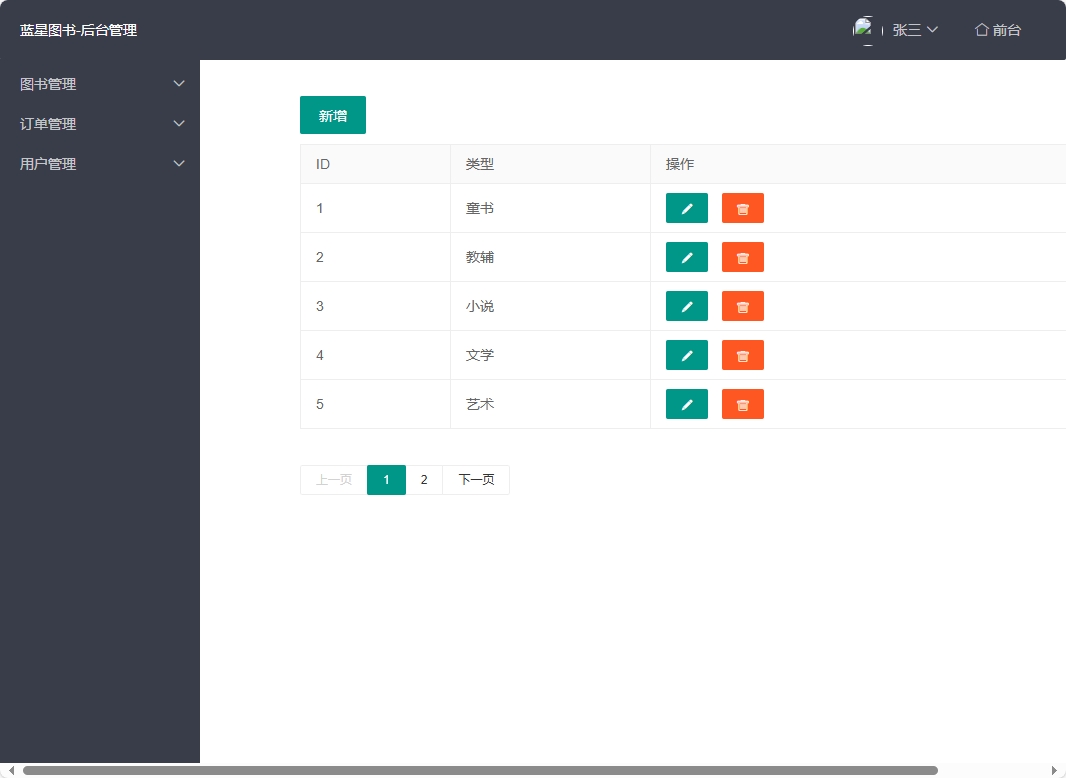 基于SSM的在线图书销售平台 - 图书类型管理.png界面截图