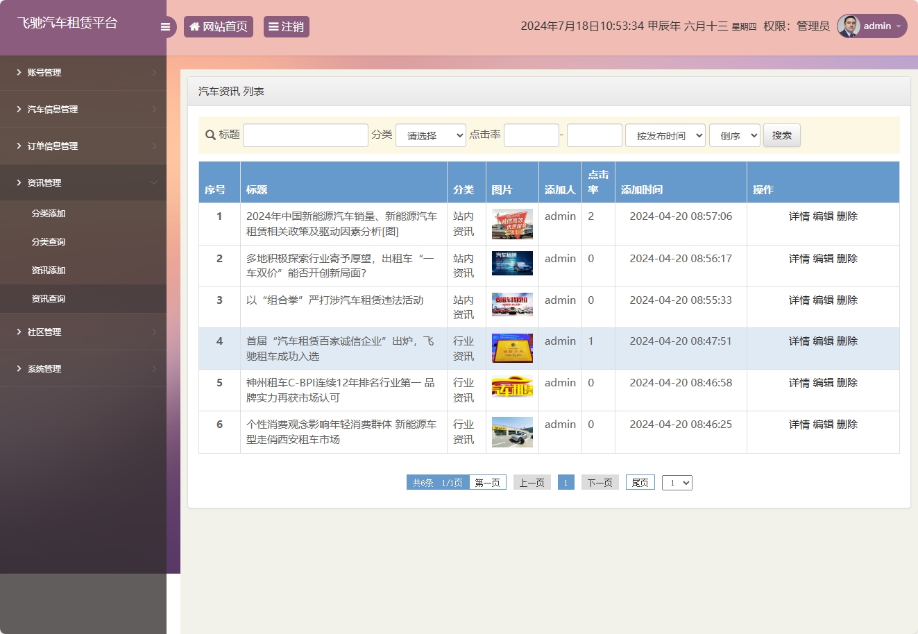 基于SSM框架的在线汽车租赁管理系统 - 咨询管理.png界面截图