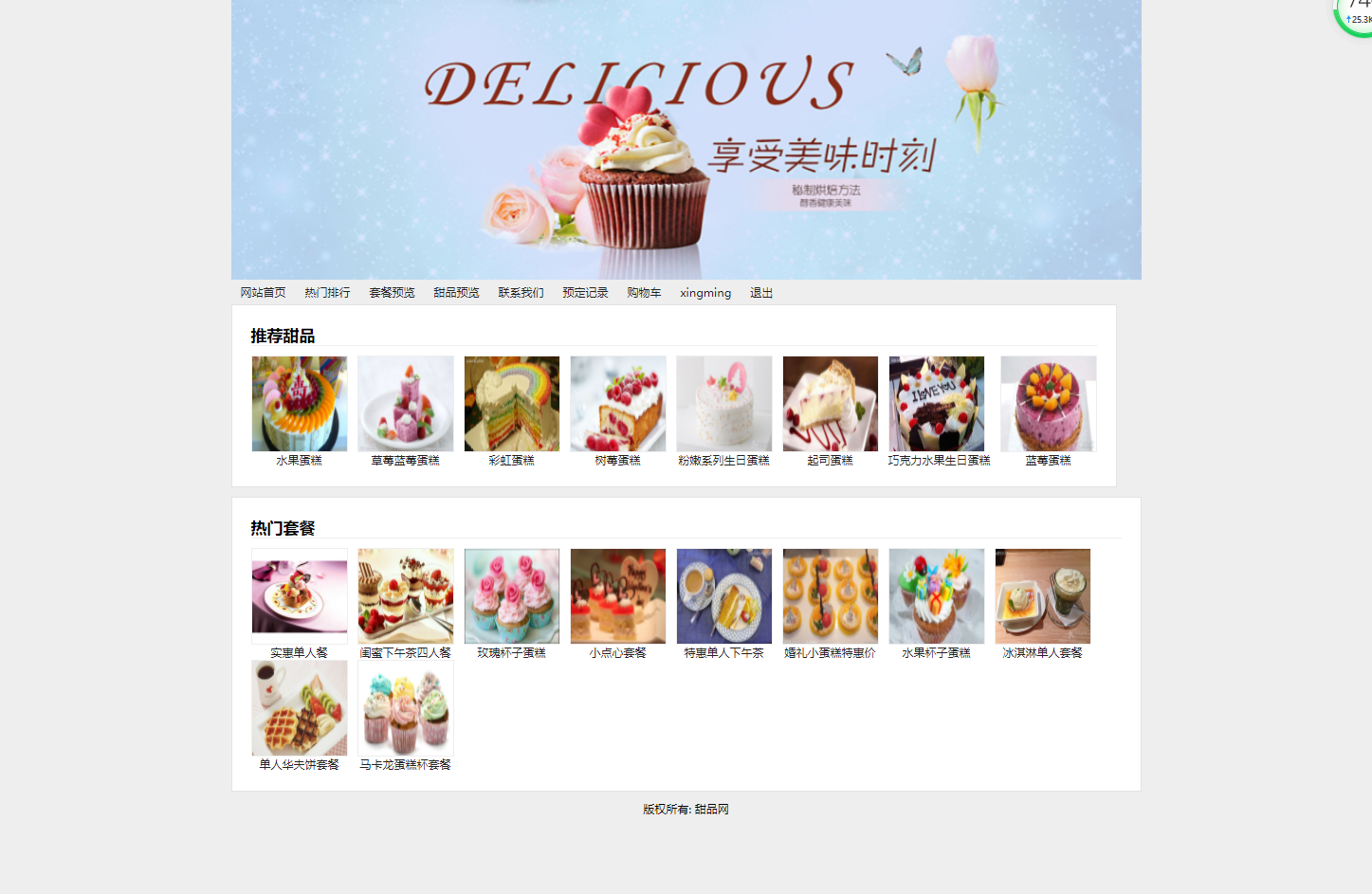 基于SSM框架的在线甜品商城系统 - 项目主图界面截图预览