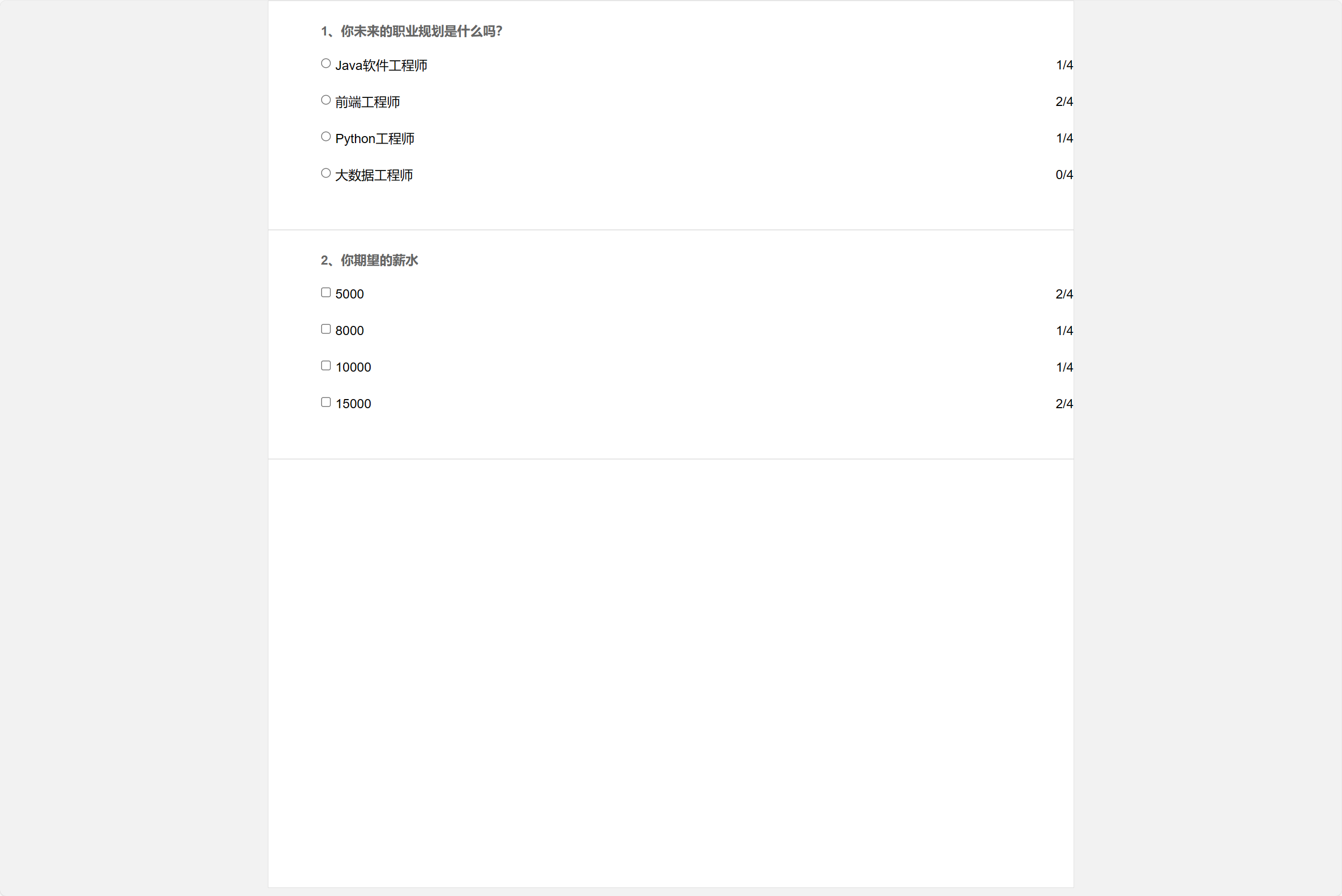 基于SSM框架的在线问卷设计与数据统计系统 - 查看问卷收集详情.png界面截图