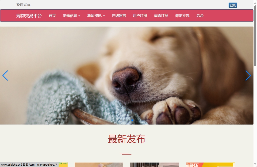 基于SSM框架的在线宠物交易平台 - 查看网站首页.png界面截图