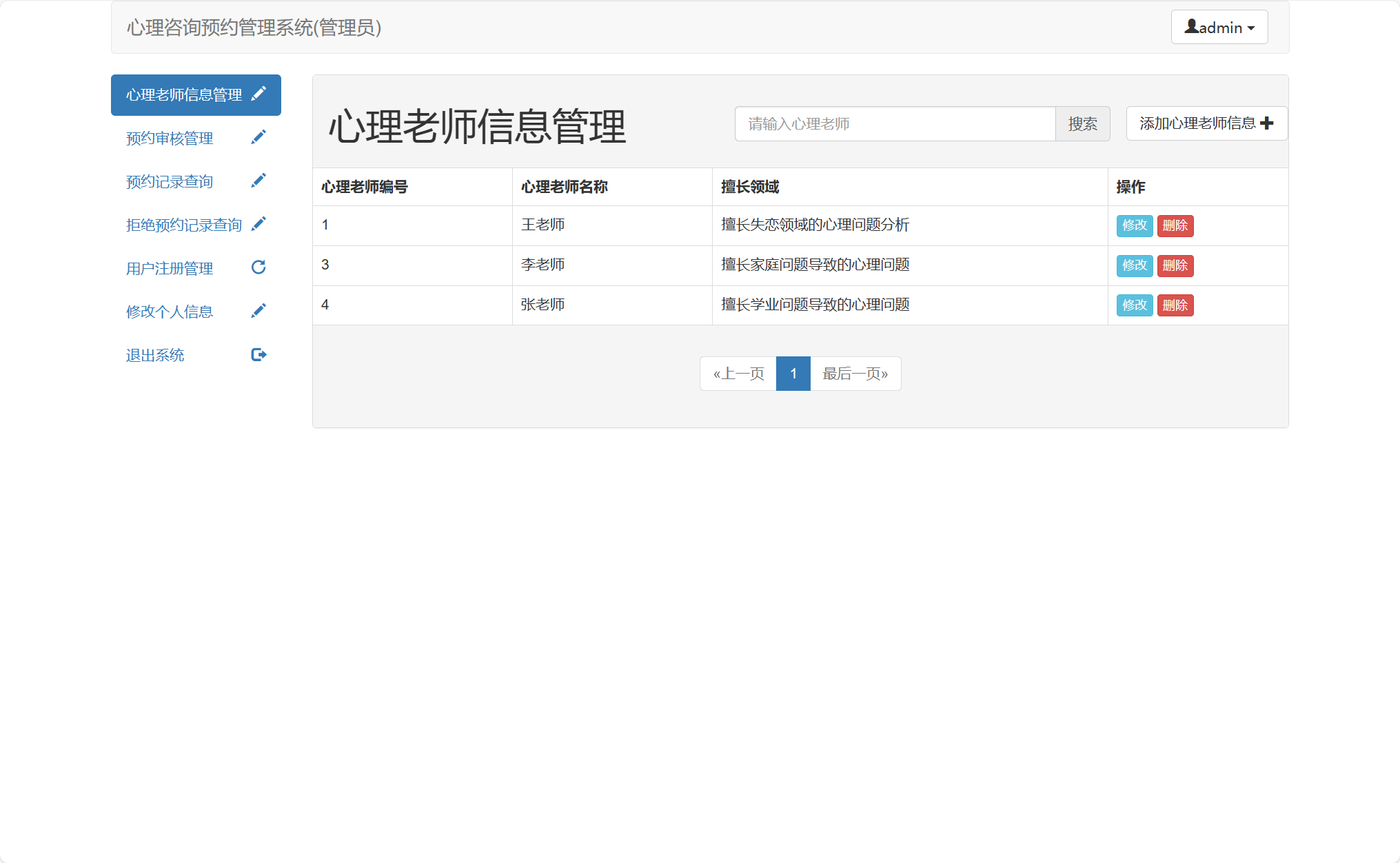 咨询师管理界面