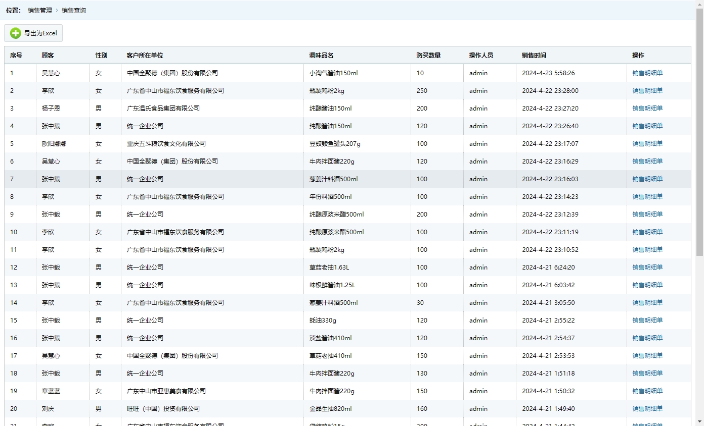 基于SSM框架的调味品在线销售与库存管理系统 - 销售查询.png界面截图